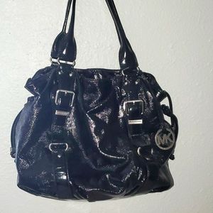 Michael Kors black faux leather shoulder bag